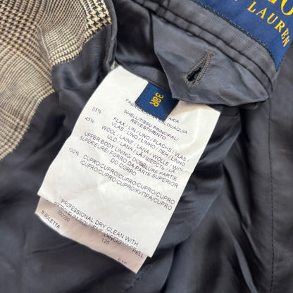 Grey Glen Plaid Check Suit Blazer & Trousers (Flax Wool) - 38R