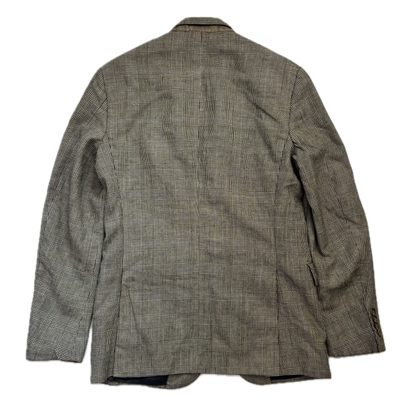 Grey Glen Plaid Check Suit Blazer & Trousers (Flax Wool) - 38R