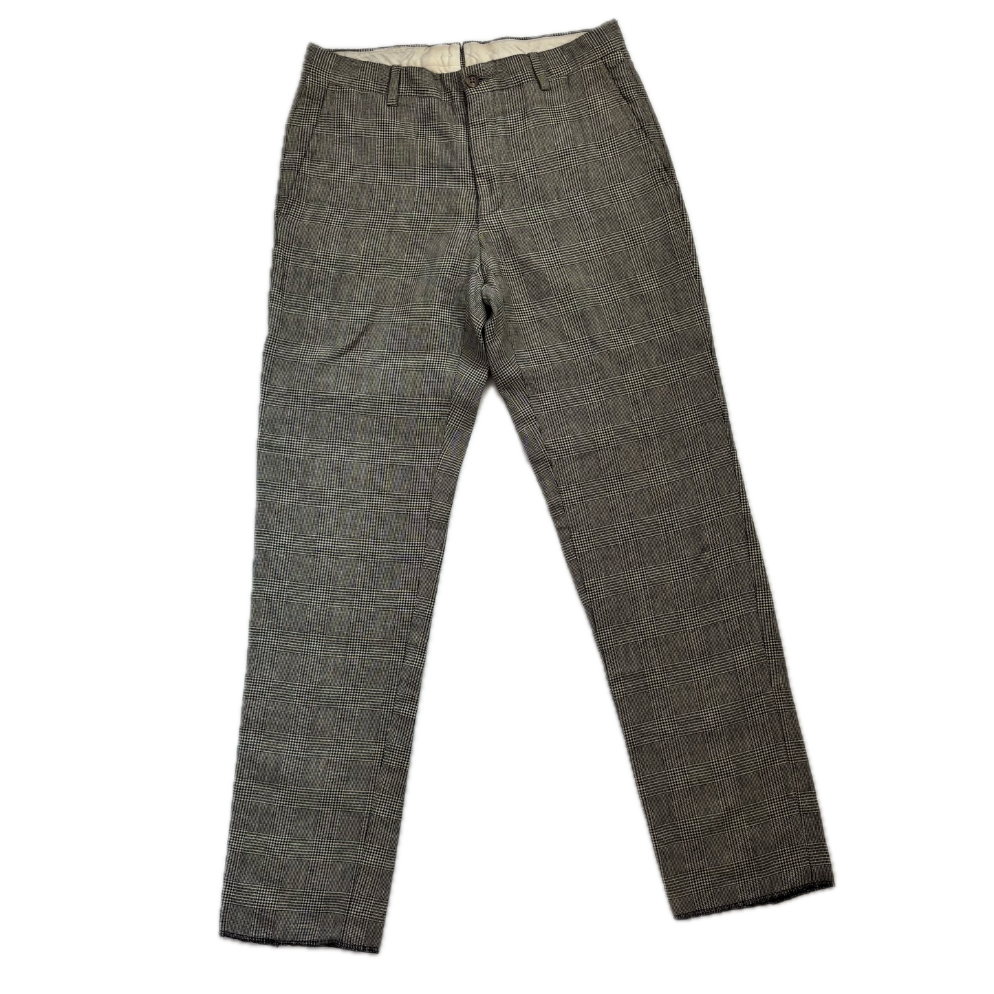 Grey Glen Plaid Check Suit Blazer & Trousers (Flax Wool) - 38R