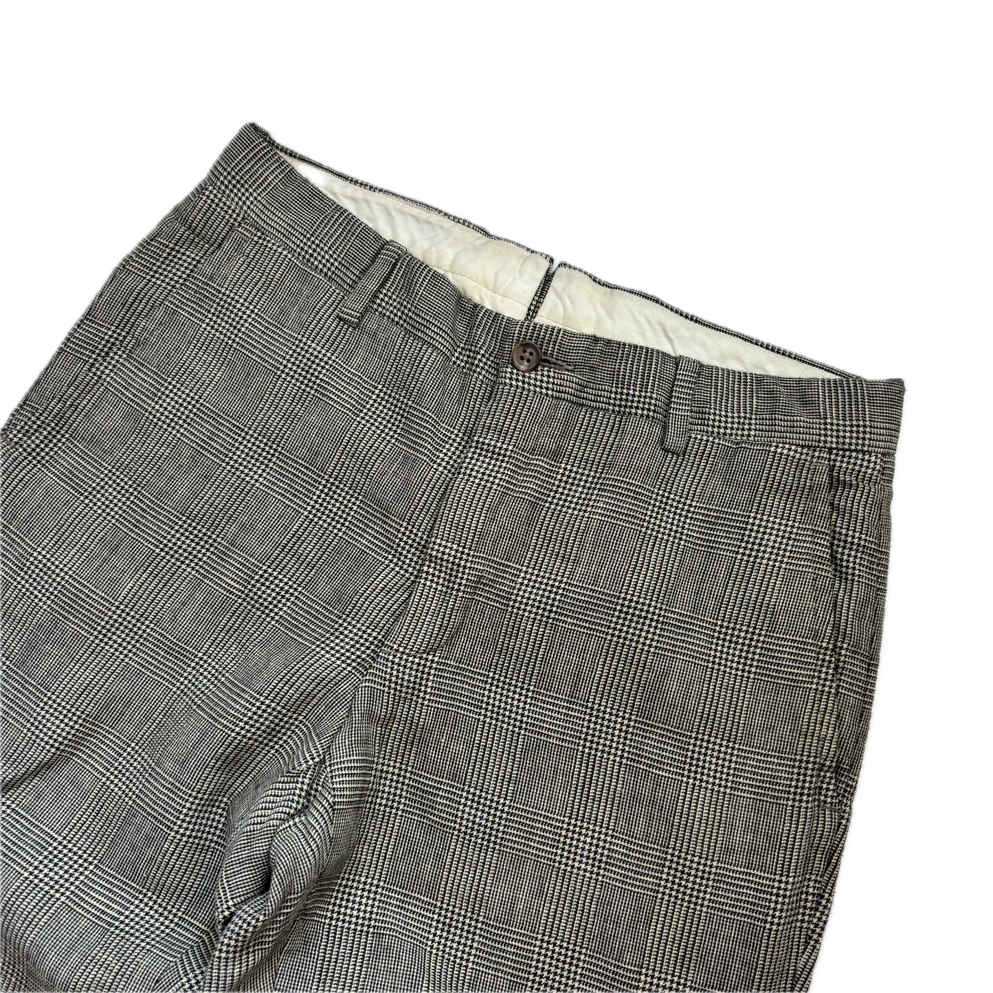 Grey Glen Plaid Check Suit Blazer & Trousers (Flax Wool) - 38R