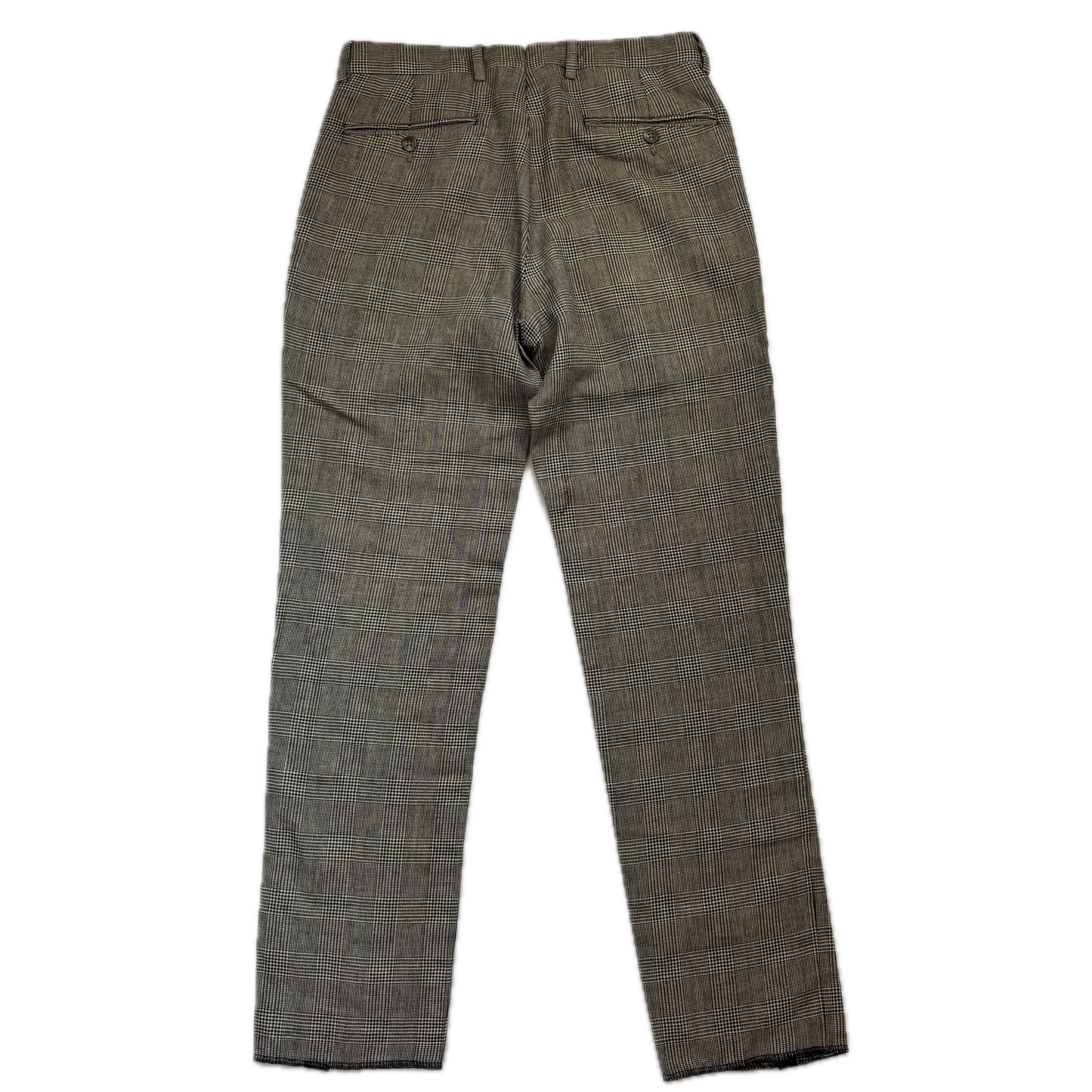 Grey Glen Plaid Check Suit Blazer & Trousers (Flax Wool) - 38R