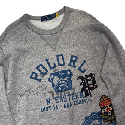 Polo Ralph Lauren Grey Bulldog Collegiate Patches PRLFC Sweatshirt - M