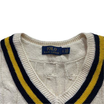 Cream Cricket Jumper Cableknit (Cotton Cashmere)- L
