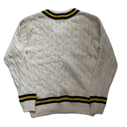Cream Cricket Jumper Cableknit (Cotton Cashmere)- L