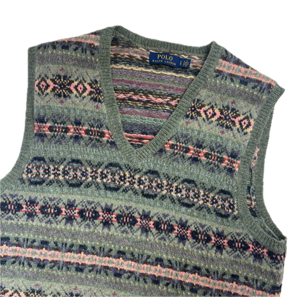 Polo Ralph Lauren Green Fairisle Vest (Wool Blend) - L