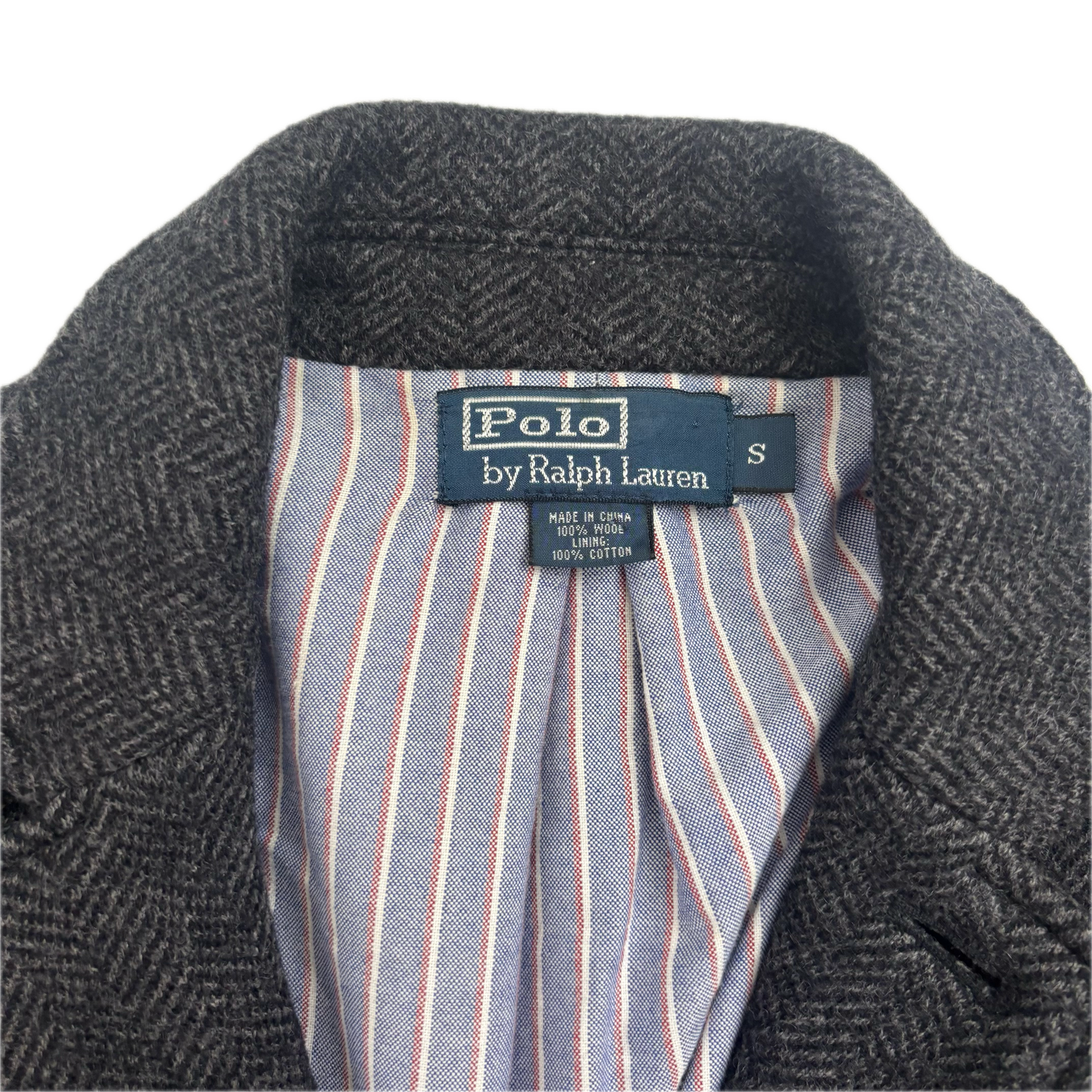 Dark Grey Herringbone Blazer (Wool) - S