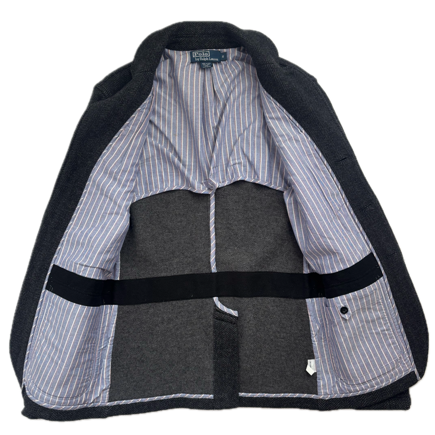 Dark Grey Herringbone Blazer (Wool) - S