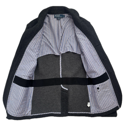 Dark Grey Herringbone Blazer (Wool) - S