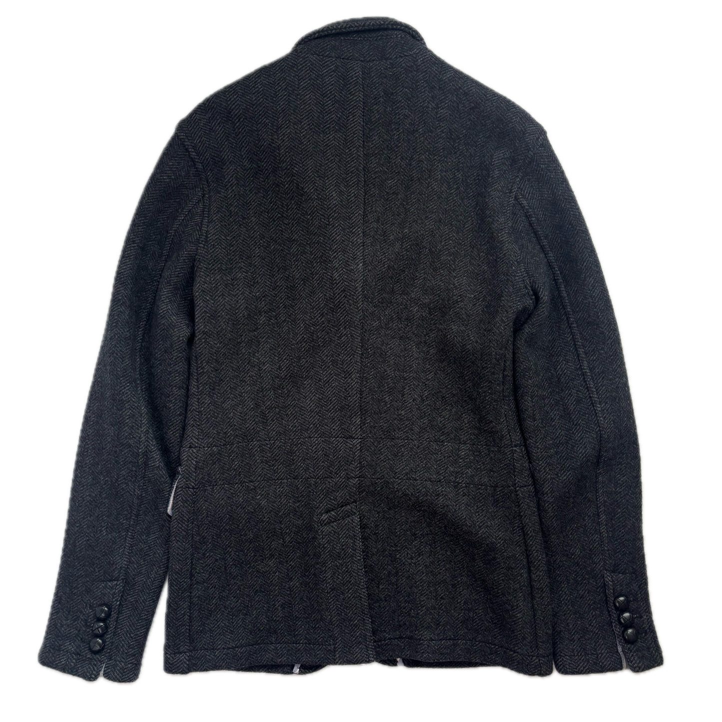 Dark Grey Herringbone Blazer (Wool) - S