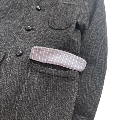 Dark Grey Herringbone Blazer (Wool) - S