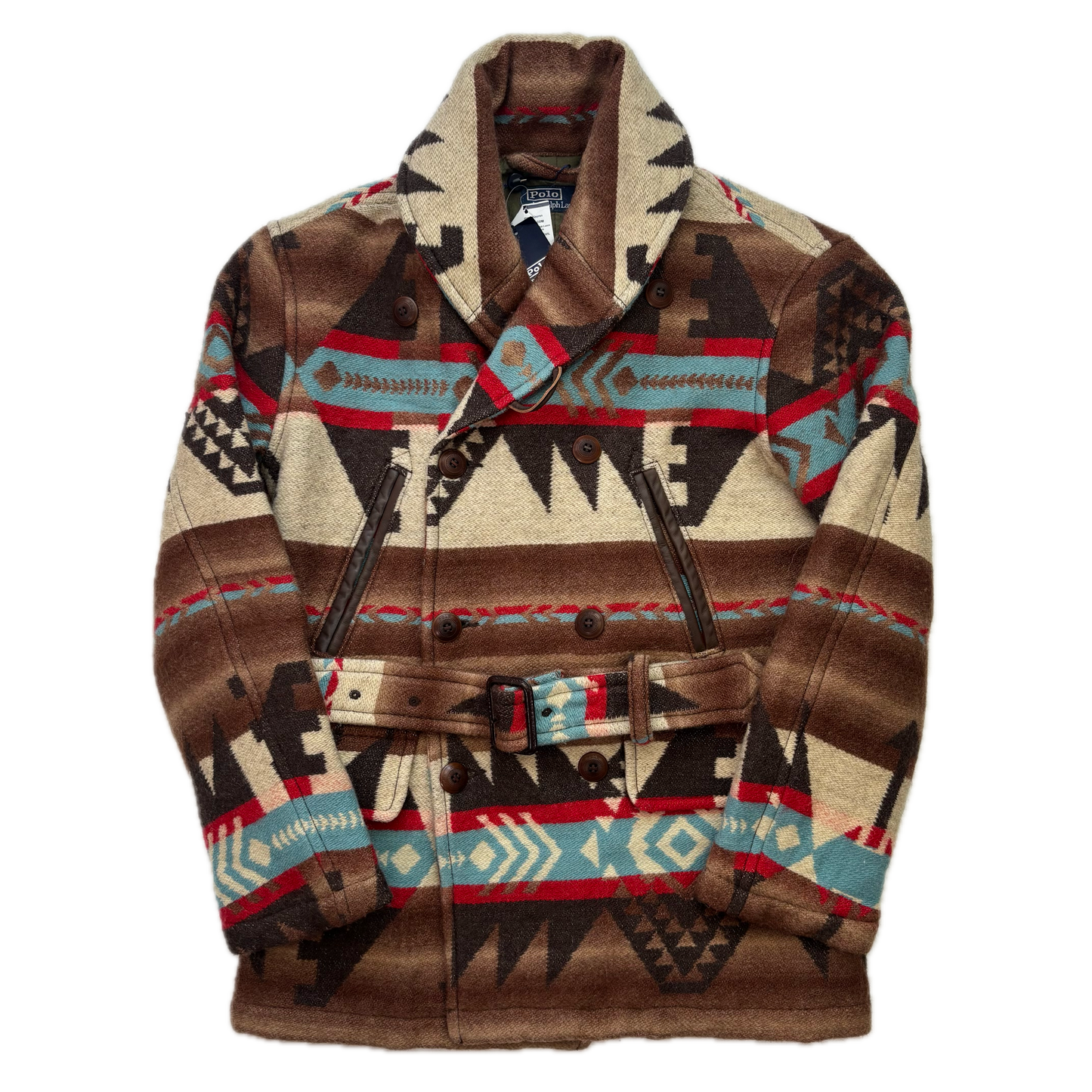 Polo Ralph Lauren Double Breasted Aztec Belted Ranch Coat (Wool Blend) - XS