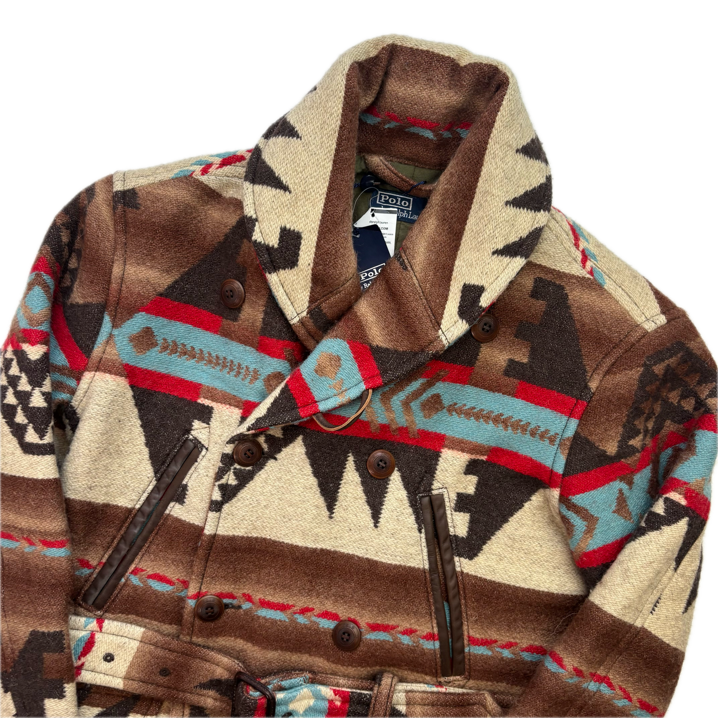 Polo Ralph Lauren Double Breasted Aztec Belted Ranch Coat (Wool Blend) - XS