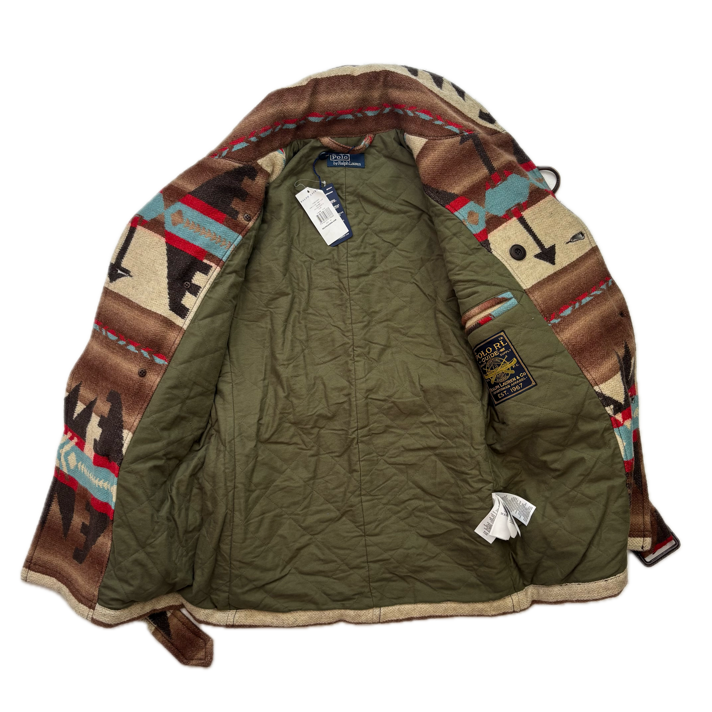 Polo Ralph Lauren Double Breasted Aztec Belted Ranch Coat (Wool Blend) - XS