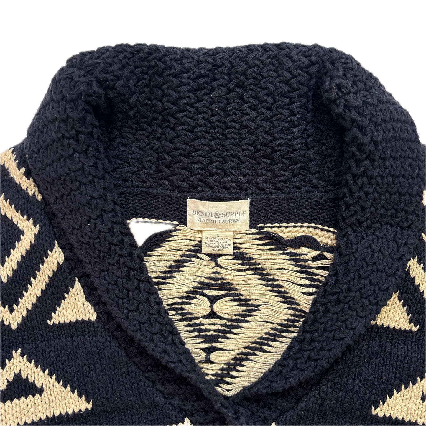 Denim & Supply Navy Beige Aztec Cardigan - L