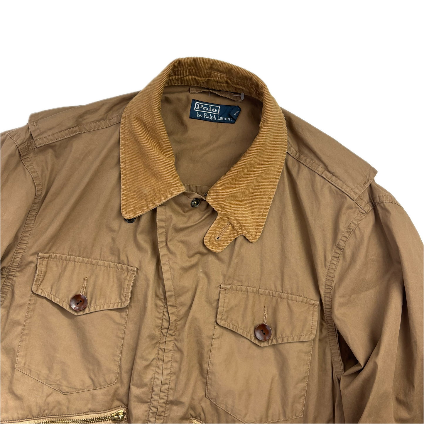 Tan Multi-Pocket Utility Cargo Jacket - M