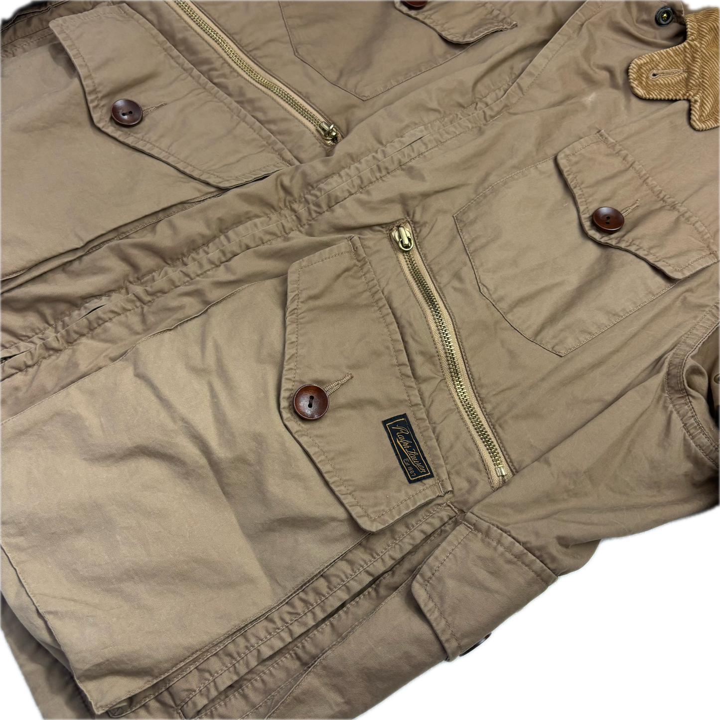 Tan Multi-Pocket Utility Cargo Jacket - M
