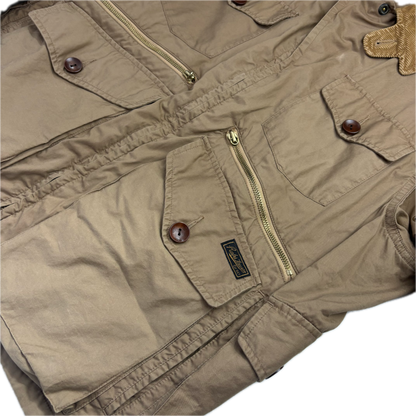 Tan Multi-Pocket Utility Cargo Jacket - M