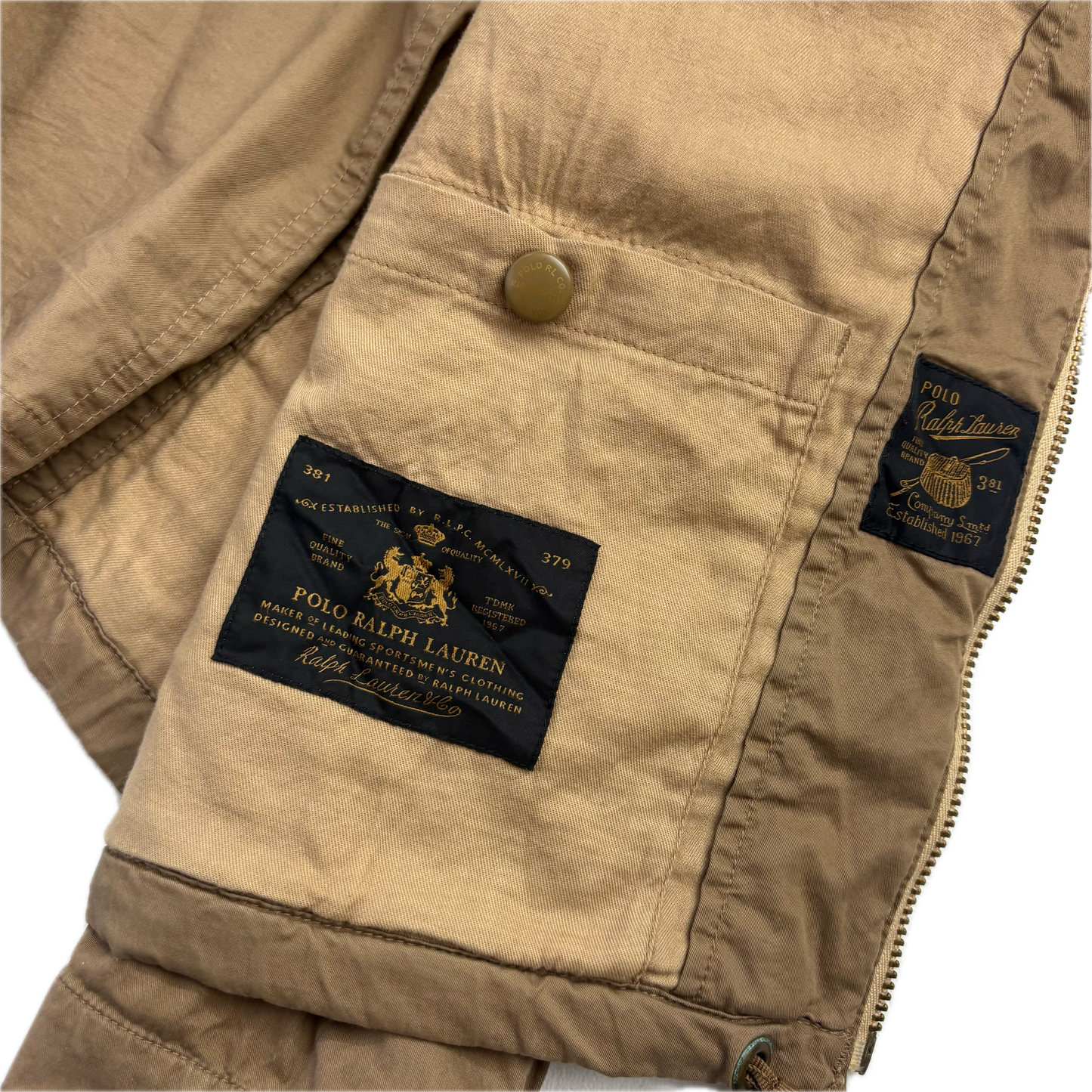 Tan Multi-Pocket Utility Cargo Jacket - M