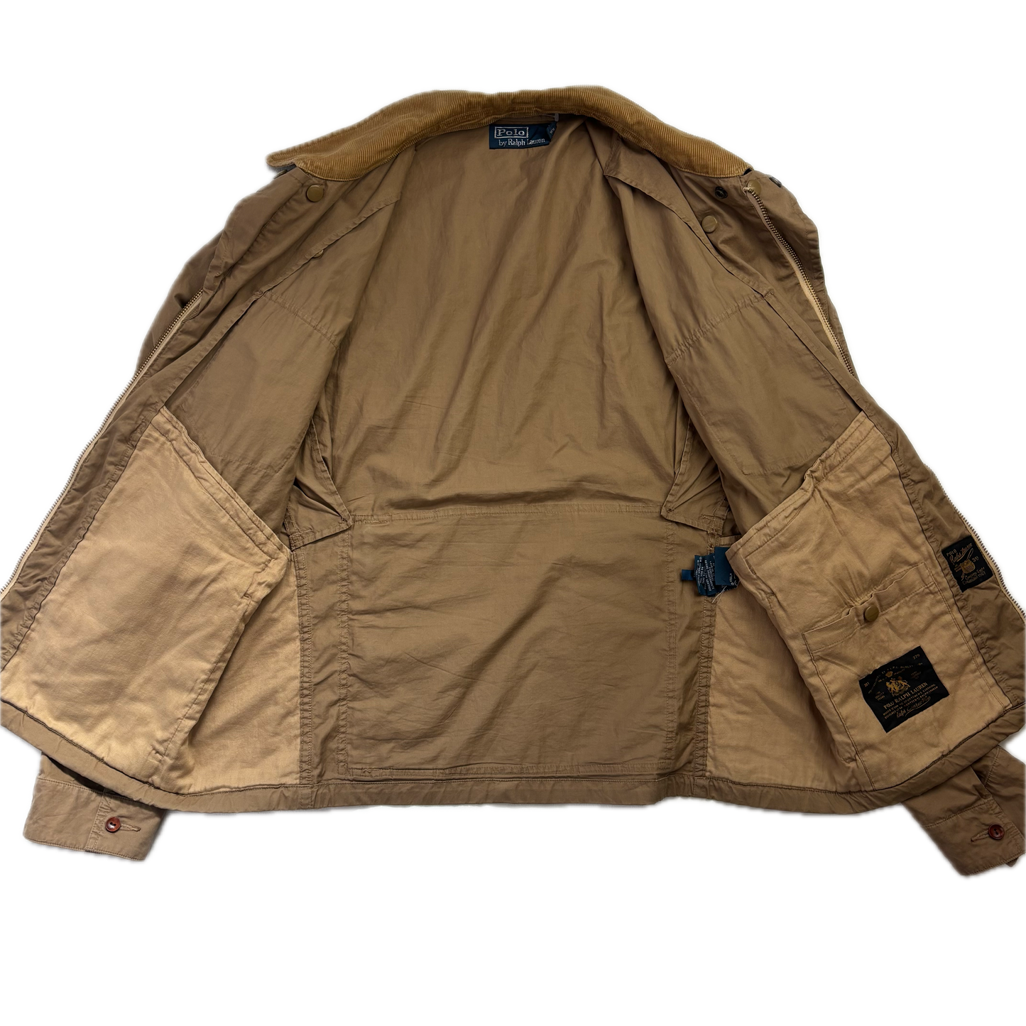 Tan Multi-Pocket Utility Cargo Jacket - M