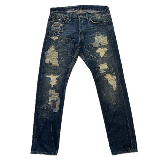Denim & Supply Ralph Lauren Patchwork Distressed Spencer Slim Jeans - 34x32