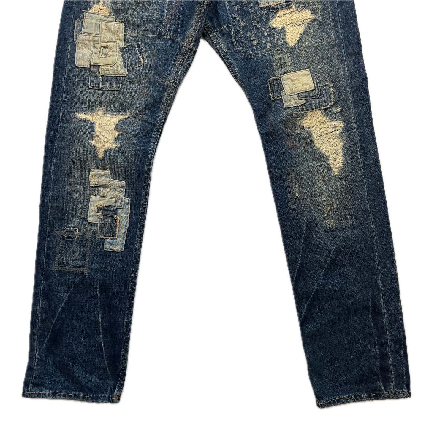 Denim & Supply Ralph Lauren Patchwork Distressed Spencer Slim Jeans - 34x32