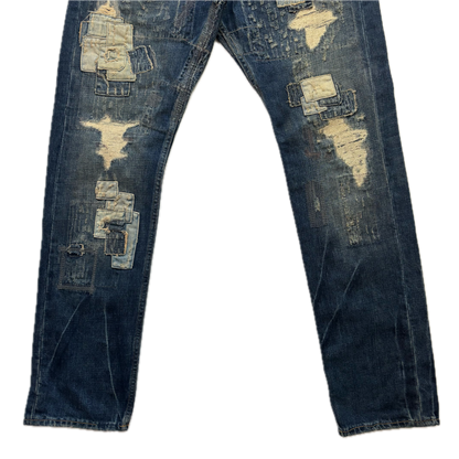 Denim & Supply Ralph Lauren Patchwork Distressed Spencer Slim Jeans - 34x32