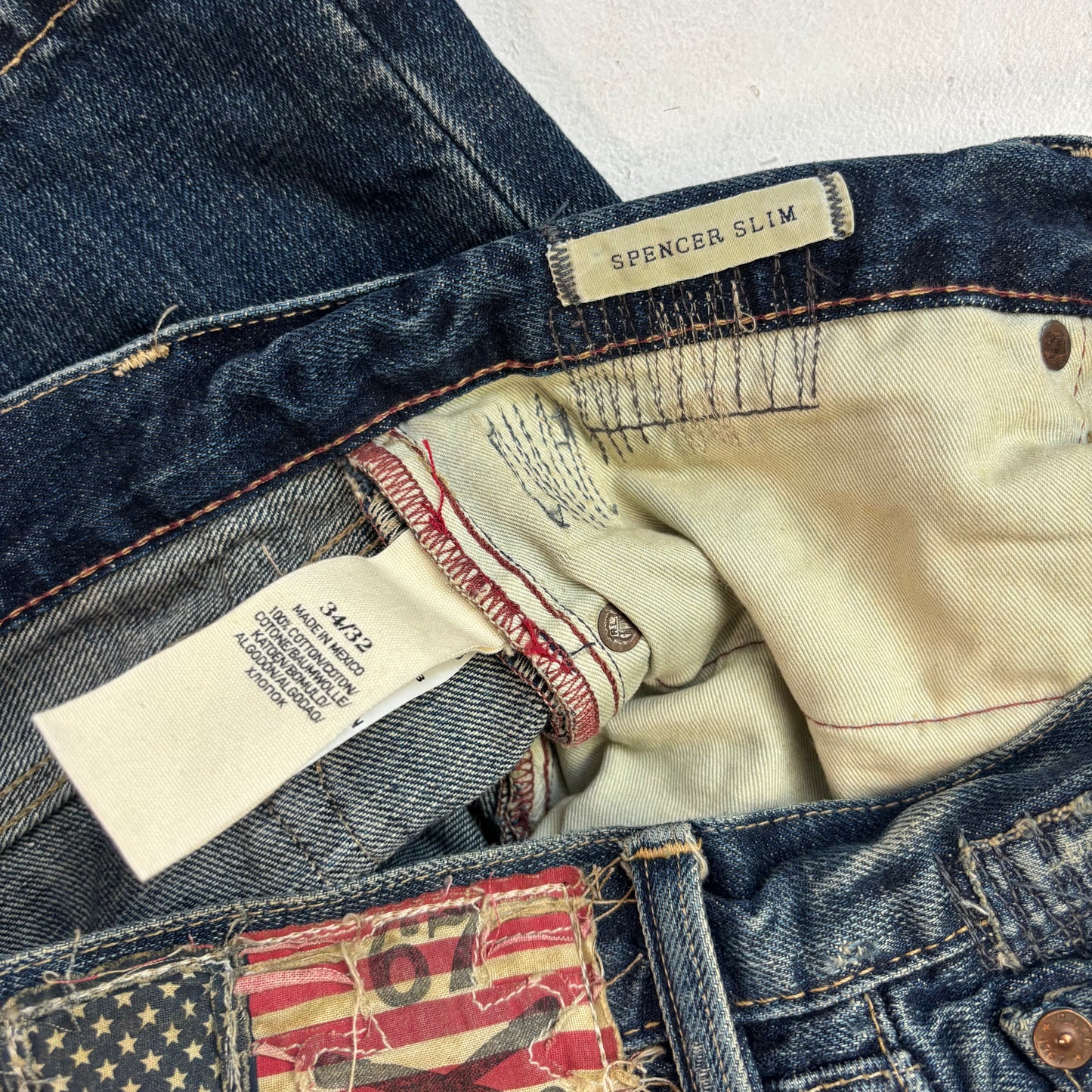 Denim & Supply Ralph Lauren Patchwork Distressed Spencer Slim Jeans - 34x32