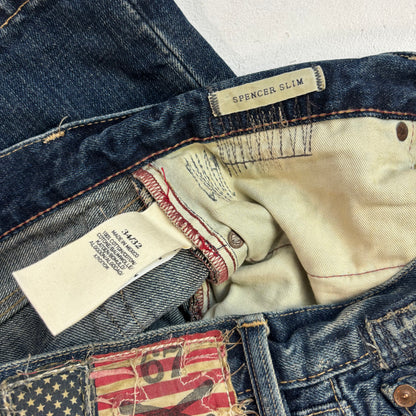 Denim & Supply Ralph Lauren Patchwork Distressed Spencer Slim Jeans - 34x32
