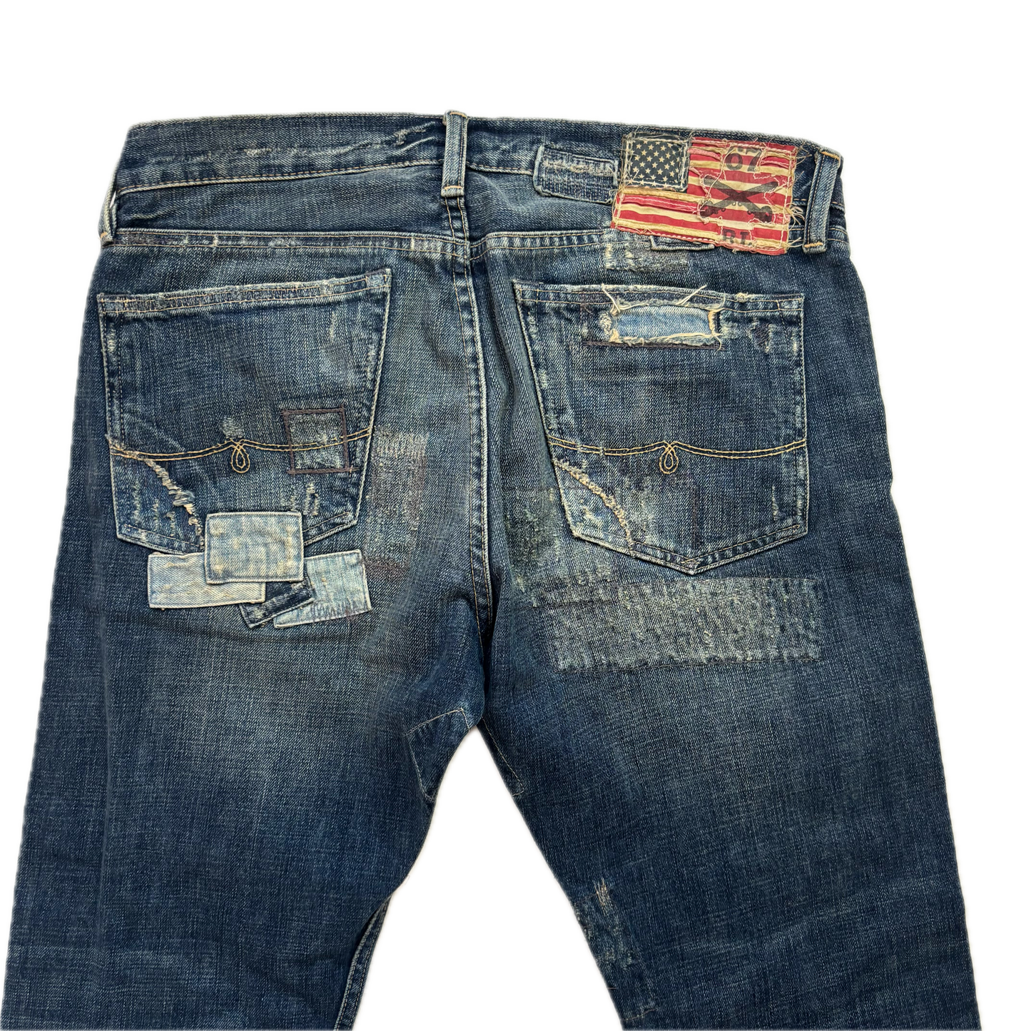 Denim & Supply Ralph Lauren Patchwork Distressed Spencer Slim Jeans - 34x32