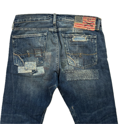 Denim & Supply Ralph Lauren Patchwork Distressed Spencer Slim Jeans - 34x32