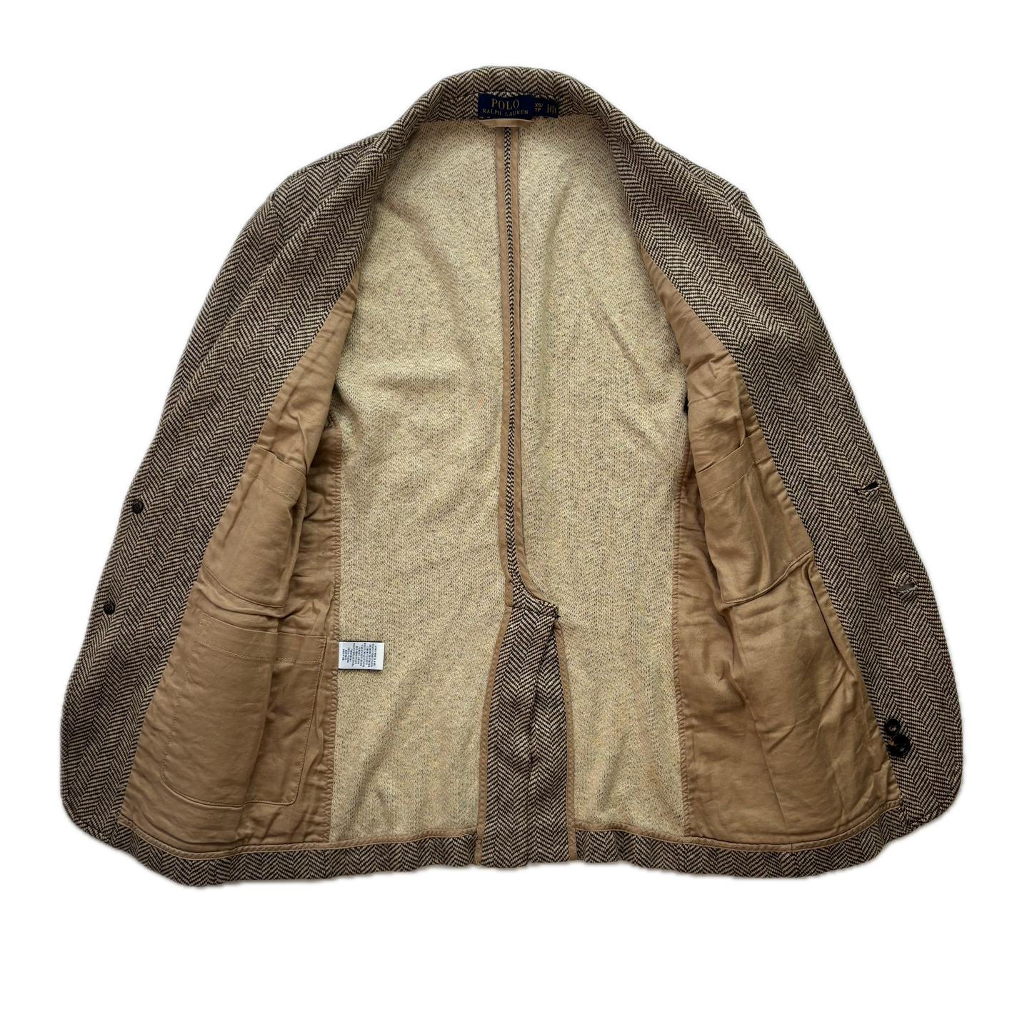 Polo Ralph Lauren Unstructured Brown Herringbone Tweed Blazer (Cotton Linen) - XS