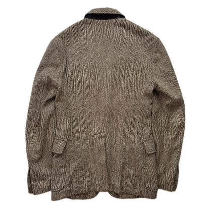 Polo Ralph Lauren Unstructured Brown Herringbone Tweed Blazer (Cotton Linen) - XS