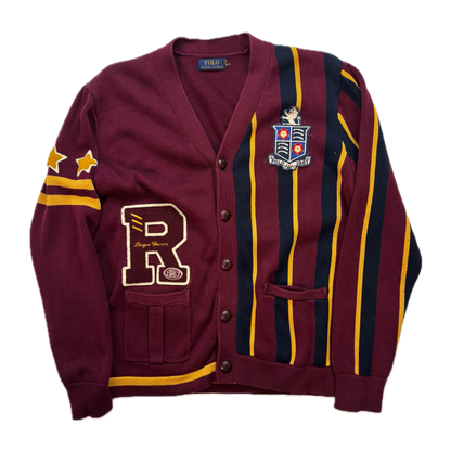 Polo Ralph Lauren Varsity Cardigan Burgundy Striped Cardigan - L