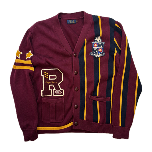 Polo Ralph Lauren Varsity Cardigan Burgundy Striped Cardigan - L