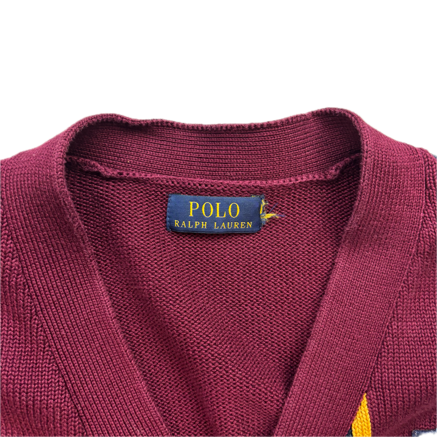 Polo Ralph Lauren Varsity Cardigan Burgundy Striped Cardigan - L