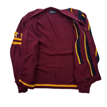 Polo Ralph Lauren Varsity Cardigan Burgundy Striped Cardigan - L