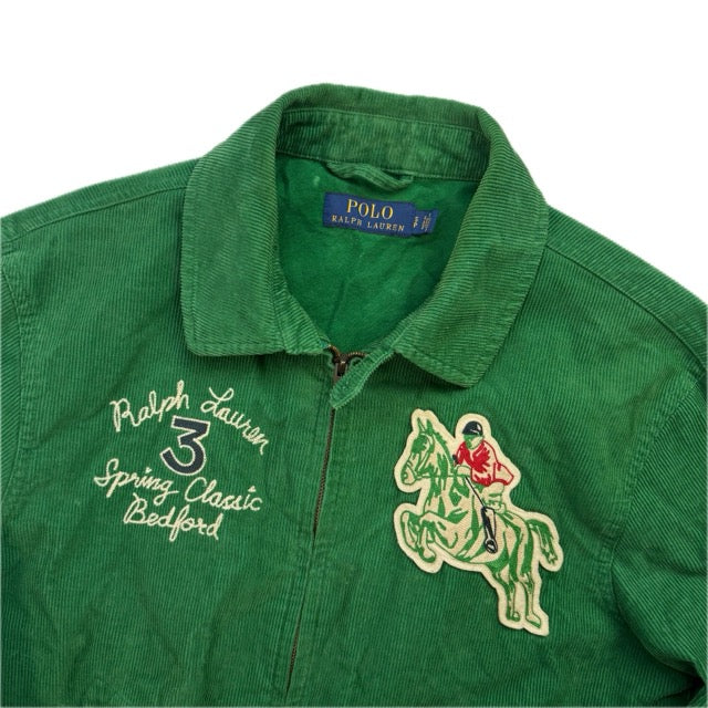Polo Ralph Lauren Green Corduroy Varsity Bedford Stables Equine Club Letterman Jacket - S