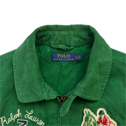 Polo Ralph Lauren Green Corduroy Varsity Bedford Stables Equine Club Letterman Jacket - S