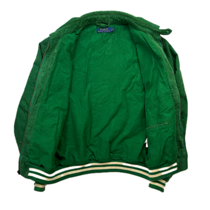 Polo Ralph Lauren Green Corduroy Varsity Bedford Stables Equine Club Letterman Jacket - S