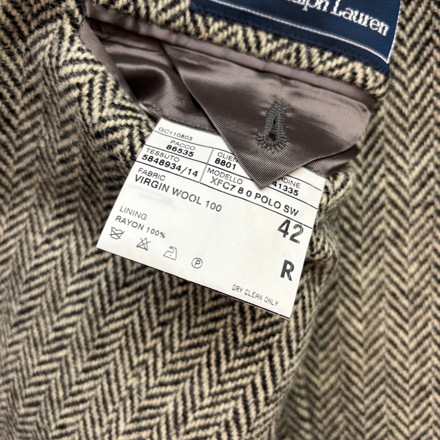 Polo Ralph Lauren Grey Herringbone Blazer (Wool) - 42R