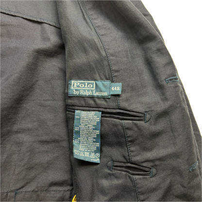 Polo Ralph Lauren Navy USA Crest Half Norfolk Blazer Sports Jacket (Linen Cotton) - 44R