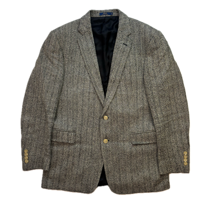 Polo Ralph Lauren Grey Herringbone Blazer Lined Sports Coat (Linen Silk Wool) - 40R