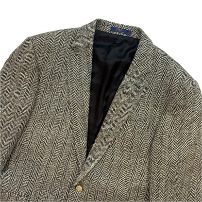 Polo Ralph Lauren Grey Herringbone Blazer Lined Sports Coat (Linen Silk Wool) - 40R