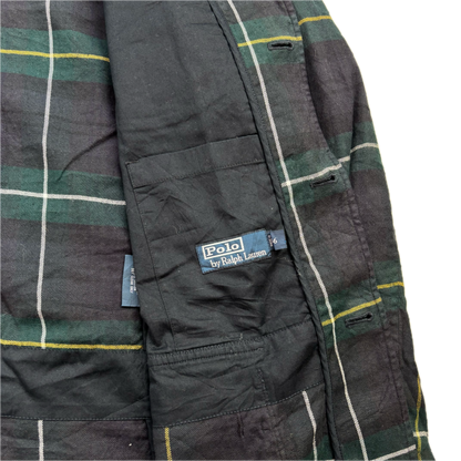 BlackWatch Green Navy Tartan Blazer Sports Coat (Linen Cotton) - 46R