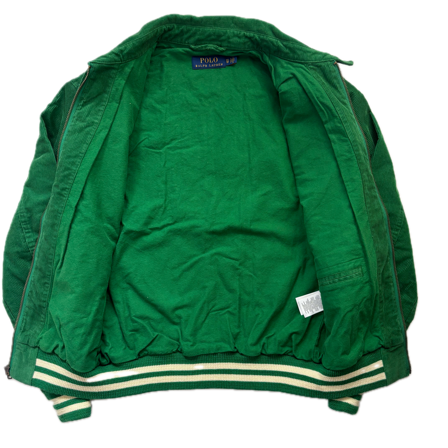 Polo Ralph Lauren Green Corduroy Varsity Bedford Stables Equine Club Letterman Jacket - XS