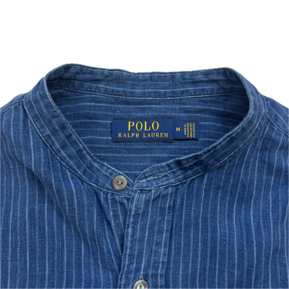 Polo Ralph Lauren Striped Indigo Blue Grandad Shirt (Linen) - M