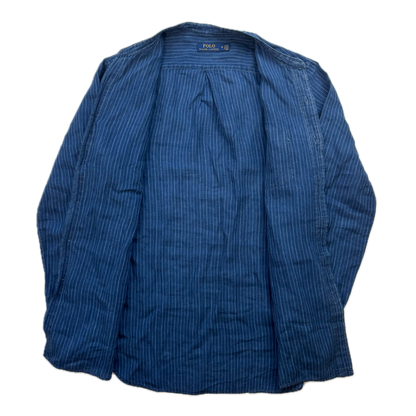 Polo Ralph Lauren Striped Indigo Blue Grandad Shirt (Linen) - M