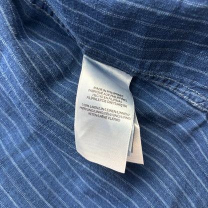 Polo Ralph Lauren Striped Indigo Blue Grandad Shirt (Linen) - M