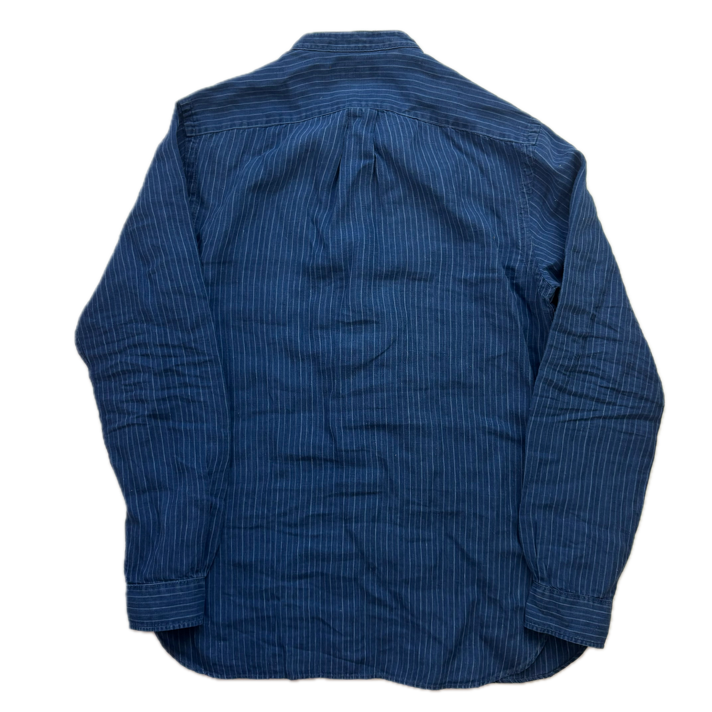 Polo Ralph Lauren Striped Indigo Blue Grandad Shirt (Linen) - M