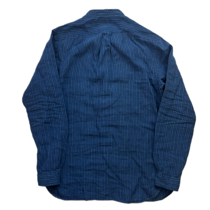 Polo Ralph Lauren Striped Indigo Blue Grandad Shirt (Linen) - M